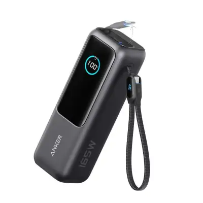 Anker Laptop Power Bank (25K, 165W, Built-In and Retractable Cables)