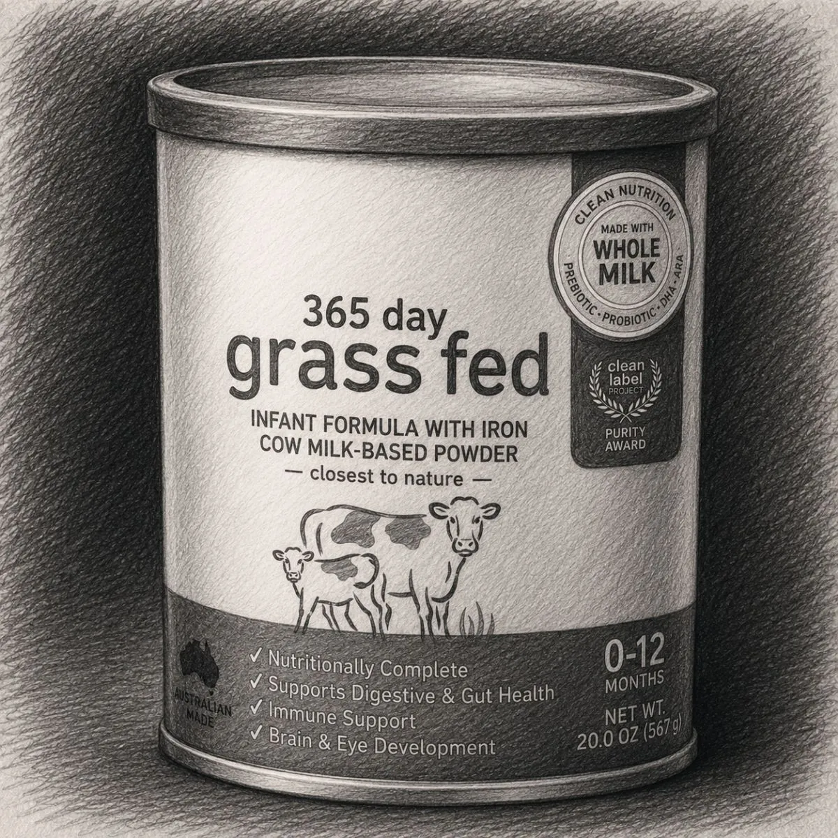 Bubs Stage 1 Organic Grass Fed Powder Infant Formula (Pack of 1, 20 oz)