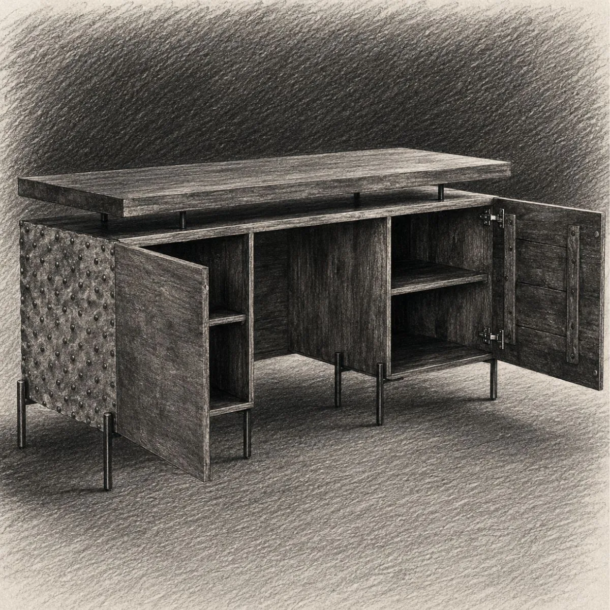 Crate and Barrel Raffael Carved Wood Executive Desk