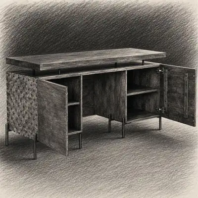 Crate and Barrel Raffael Carved Wood Executive Desk