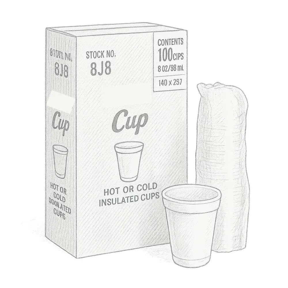 Dart 8 oz White Foam Cups (1000 Count)