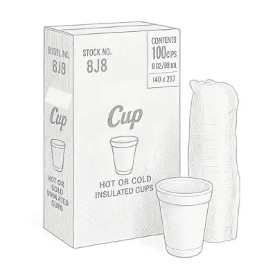 Dart 8 oz  White Foam Cups (1000 Count)
