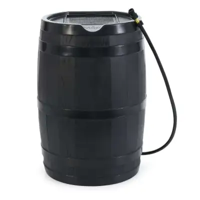 FCMP Outdoor Water Rain Catcher Barrel with Flat Back (45 Gallon)