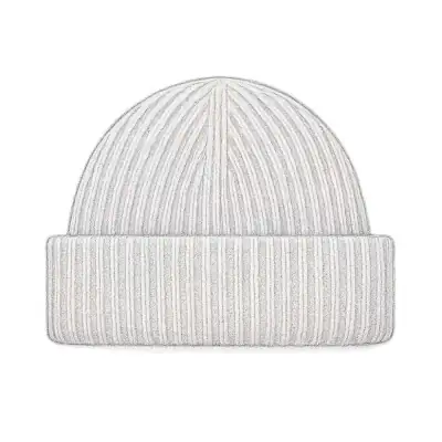 GANNI Dark Grey Fitted Wool Rib Knit Beanie