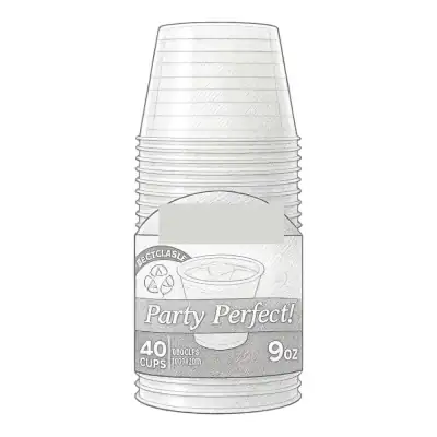 Hefty Party Perfect 9 oz Clear Plastic Cups 40 Count (Pack of 2)
