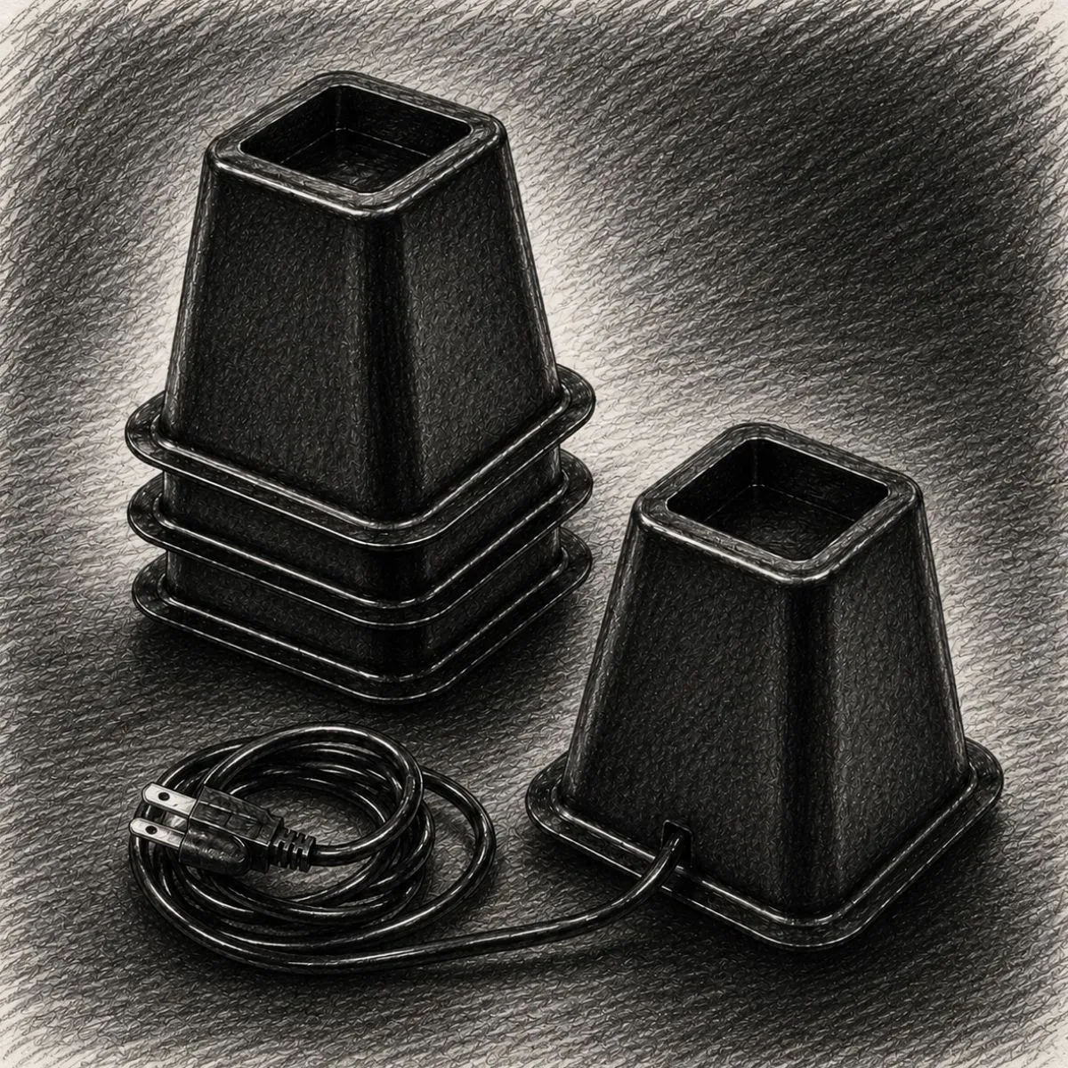 Honey-Can-Do Bed Risers with Power Outlets & USB Ports Black (1 Set of 4 Pieces)