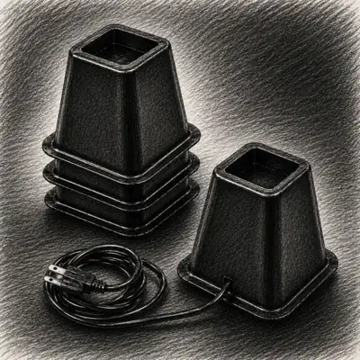 Honey-Can-Do Bed Risers with Power Outlets & USB Ports Black (1 Set of 4 Pieces)