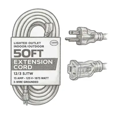 Iron Forge Tools Outdoor Extension Cord 12/3 SJTW 3 Prong Extension Cable (50 Foot)