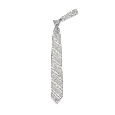 J. PRESS Triple Stripe Navy & White Unlined Silk Repp Tie