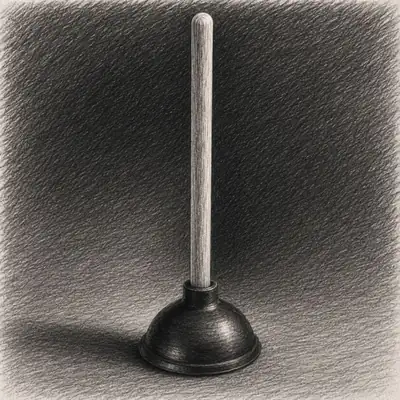 Kendik Rubber Toilet Plunger with Wood Handle