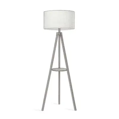 LEPOWER-TEC Wooden Tripod Floor Lamp with Shelf