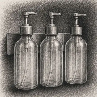 MaisoNovo Wall Mounted Soap Dispenser Bamboo Clear (Pack of 3)