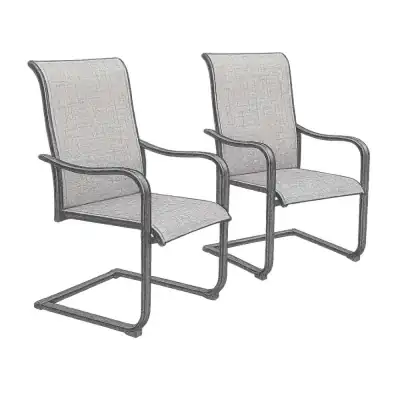 Phi Villa 2 Piece C-Spring Textilene Patio Dining Chairs