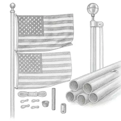 Rushmore Rose Aluminium Flag Pole with Embroidered American Flag (25')