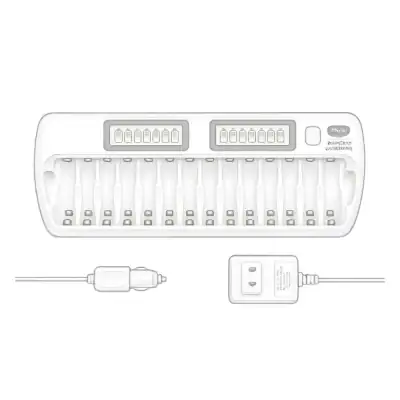 Tenergy TN438 NiMH/NiCd AA/AAA 16-Bay LCD Battery Charger