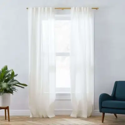 West Elm Sheer European Flax Linen Curtains (96" x 48", Set of 2)