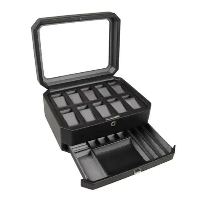 WOLF Windsor 10PC Watch Box with Drawer